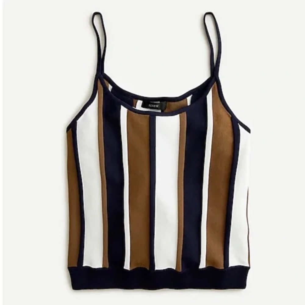 J. Crew Women's Striped Tank Top - Black, White, and Brown